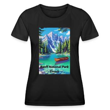 Affiche rétro souvenir du parc national Banff - T-shirt sport Femme - noir - Devant - AI Model Female 172 light (172cm)