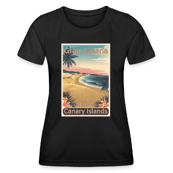 Gran Canaria Affiche Rétro Vintage Souvenir - T-shirt sport Femme - noir - Devant - AI Model Female 172 light (172cm)