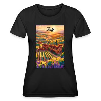 Italy Tuscany Retro Poster Vintage Souvenir - Frauen Funktions-T-Shirt - Schwarz - Vorne - AI Model Female 172 light (172cm)
