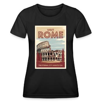 Visit Rome Retro Poster Vintage Souvenir - Frauen Funktions-T-Shirt - Schwarz - Vorne - AI Model Female 172 light (172cm)