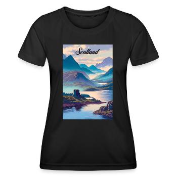 Scotland Highlands Poster Vintage Souvenir - Women's Functional T-Shirt - black - Front - AI Model Female 172 light (172cm)