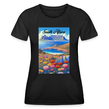 South Africa Retro Poster Vintage Souvenir - Frauen Funktions-T-Shirt - Schwarz - Vorne - AI Model Female 172 light (172cm)