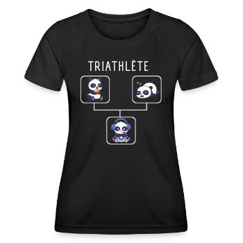 Humour Gamer Panda Triathlete Cadeau Jeux Video - T-shirt sport Femme - noir - Devant - AI Model Female 172 light (172cm)