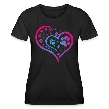 Buntes Herz mit Pfoten und Sternen - Frauen Funktions-T-Shirt - Schwarz - Vorne - AI Model Female 172 light (172cm)