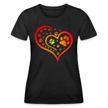 Buntes Herz mit Pfoten und Sternen - Frauen Funktions-T-Shirt - Schwarz - Vorne - AI Model Female 172 light (172cm)