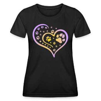 Buntes Herz mit Pfoten und Sternen - Frauen Funktions-T-Shirt - Schwarz - Vorne - AI Model Female 172 light (172cm)