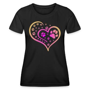 Buntes Herz mit Pfoten und Sternen - Frauen Funktions-T-Shirt - Schwarz - Vorne - AI Model Female 172 light (172cm)
