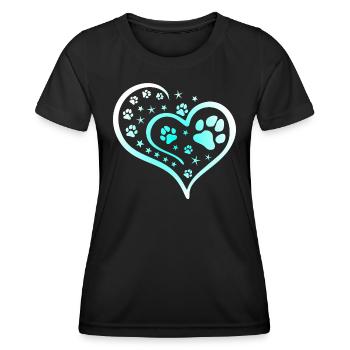 Buntes Herz mit Pfoten und Sternen - Frauen Funktions-T-Shirt - Schwarz - Vorne - AI Model Female 172 light (172cm)
