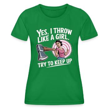 Axe Throwing Saying Women - Women's Functional T-Shirt - kelly green - Front - AI Model Female 172 dark (172cm)
