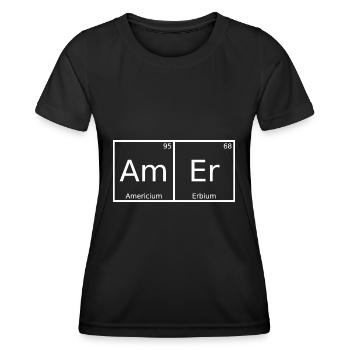 Amer Nom Prénom Chimie Éléments du tableau périodique - T-shirt sport Femme - noir - Devant - AI Model Female 172 light (172cm)