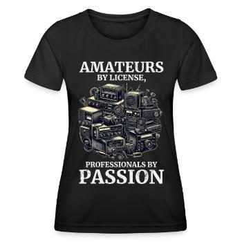 Amateurs amateurs passionnés de radio amateur vintage par licence - T-shirt sport Femme - noir - Devant - AI Model Female 172 light (172cm)