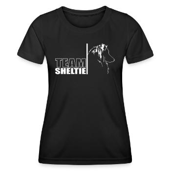 TEAM Sheltie Hunde Hund Shetland Sheepdog Wilsigns - Frauen Funktions-T-Shirt - Schwarz - Vorne - AI Model Female 172 light (172cm)