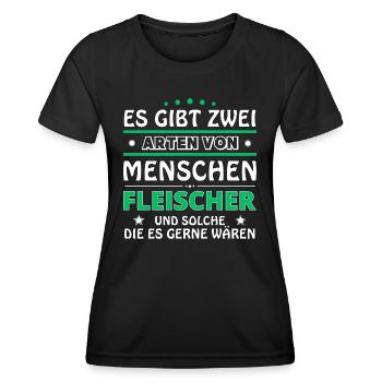 Fleischer Geschenk - zwei Arten von... Design - Frauen Funktions-T-Shirt - Schwarz - Vorne - AI Model Female 172 light (172cm)