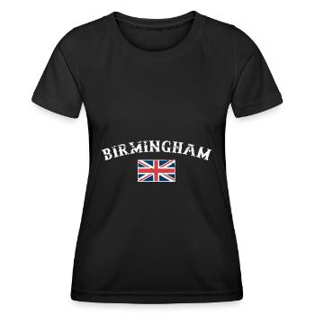 Birmingham Großbritannien Vintage Britische Flagge - Frauen Funktions-T-Shirt - Schwarz - Vorne - AI Model Female 172 light (172cm)
