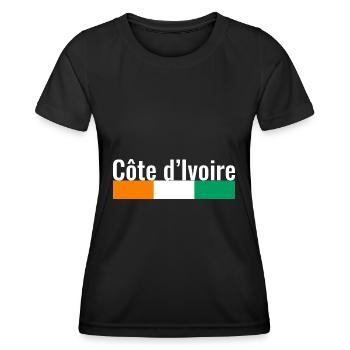 Côte d’Ivoire Côte d’Ivoire Drapeau ivoirien - T-shirt sport Femme - noir - Devant - AI Model Female 172 light (172cm)