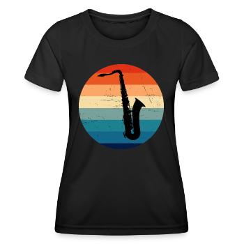 Saxophone Saxophone Homme Saxophone - T-shirt sport Femme - noir - Devant - AI Model Female 172 light (172cm)