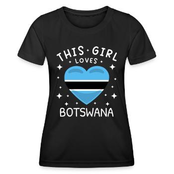 Botswana Flagge Botswana Fahne Afrika - Frauen Funktions-T-Shirt - Schwarz - Vorne - AI Model Female 172 light (172cm)
