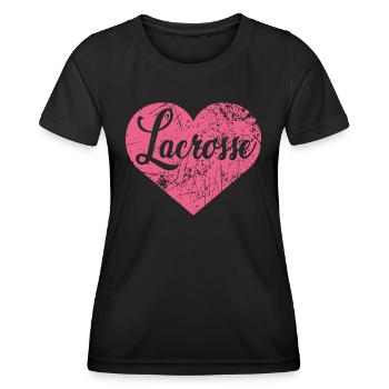 Lacrosse - Frauen Funktions-T-Shirt - Schwarz - Vorne - AI Model Female 172 light (172cm)