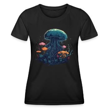 Méduses, Coraux, Mer, Océan, Vie marine, Animaux - T-shirt sport Femme - noir - Devant - AI Model Female 172 light (172cm)