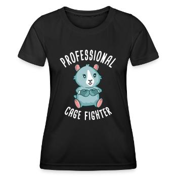 Cage Fighter Funny Guinea Pig Motif - Women's Functional T-Shirt - black - Front - AI Model Female 172 light (172cm)