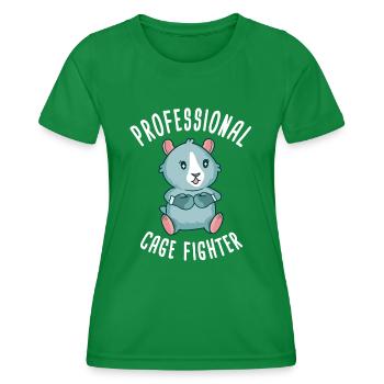 Cage Fighter Funny Guinea Pig Motif - Women's Functional T-Shirt - kelly green - Front - AI Model Female 172 dark (172cm)