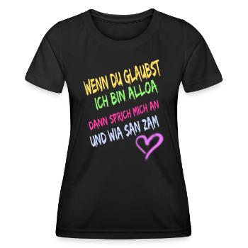 Wenn du glaubst ich bin alloa dann sprich mich an - Frauen Funktions-T-Shirt - Schwarz - Vorne - AI Model Female 172 light (172cm)