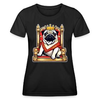 Carlin royal mignon avec couronne et trône - T-shirt sport Femme - noir - Devant - AI Model Female 172 light (172cm)