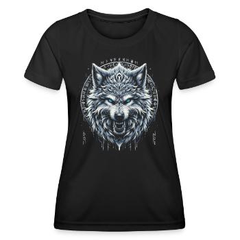 Fenrir Wolf Wikinger Nordische Mythologie - Frauen Funktions-T-Shirt - Schwarz - Vorne - AI Model Female 172 light (172cm)