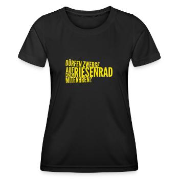 ist mitfahren erlaubt? - Frauen Funktions-T-Shirt - Schwarz - Vorne - AI Model Female 172 light (172cm)