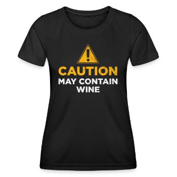 Vorsicht kann Wein enthalten - Frauen Funktions-T-Shirt - Schwarz - Vorne - AI Model Female 172 light (172cm)
