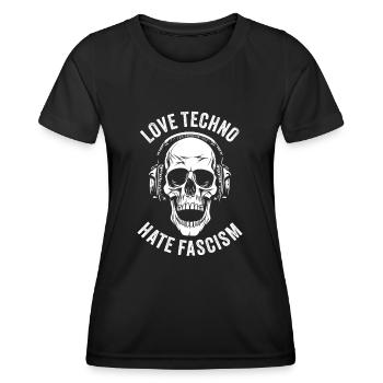 AMOUR TECHNO HAINE FASCISME - T-shirt sport Femme - noir - Devant - AI Model Female 172 light (172cm)