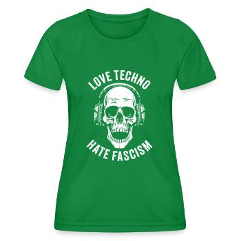 AMOUR TECHNO HAINE FASCISME - T-shirt sport Femme - vert - Devant - AI Model Female 172 dark (172cm)