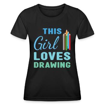 Drawer This Girl Loves Drawing - Women's Functional T-Shirt - black - Front - AI Model Female 172 light (172cm)