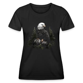 Forêt animale d’aigle à tête blanche - T-shirt sport Femme - noir - Devant - AI Model Female 172 light (172cm)