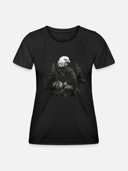 Bald Eagle Eagle Bird Animal Forest - Women's Functional T-Shirt - black