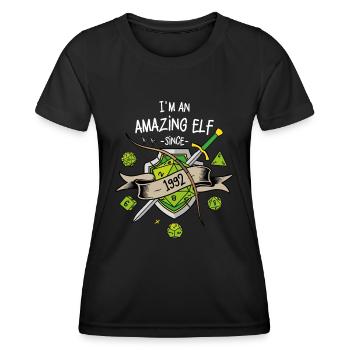 I'm an amazing elf since 1992 - Women's Functional T-Shirt - black - Front - AI Model Female 172 light (172cm)