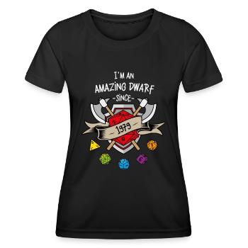 I'm an amazing dwarf since 1979 - Women's Functional T-Shirt - black - Front - AI Model Female 172 light (172cm)