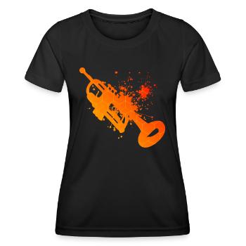Trompetenspieler Herren Damen Trompeten Spieler - Frauen Funktions-T-Shirt - Schwarz - Vorne - AI Model Female 172 light (172cm)