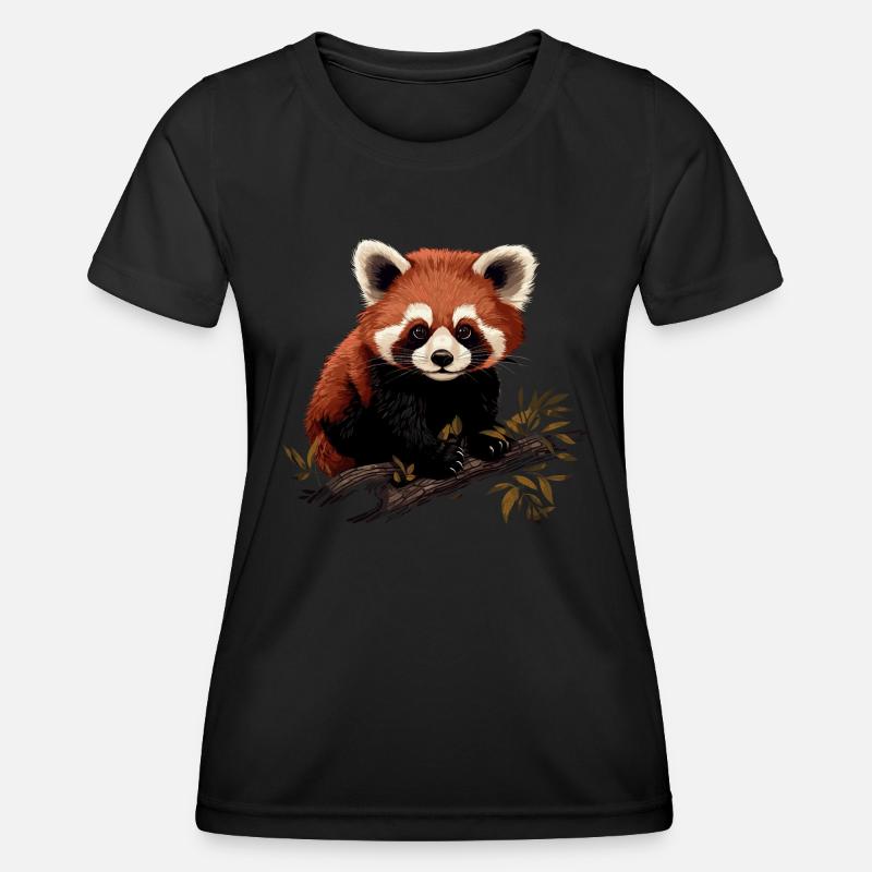 Red Panda Cat Bear Red Panda Baby - Women's Functional T-Shirt - black