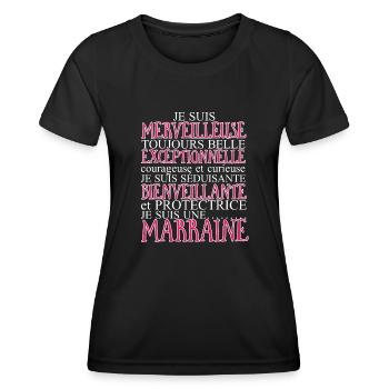 Je suis une marraine. Marraine merveilleuse. - T-shirt sport Femme - noir - Devant - AI Model Female 172 light (172cm)