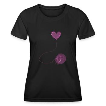 heart pink symbol wool thread line - Women's Functional T-Shirt - black - Front - AI Model Female 172 light (172cm)