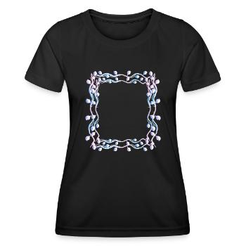 Feuilles forme carrée Cadre carré - T-shirt sport Femme - noir - Devant - AI Model Female 172 light (172cm)