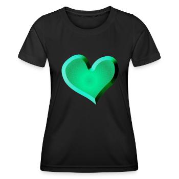 symbole de cœur vert pailleté vert - T-shirt sport Femme - noir - Devant - AI Model Female 172 light (172cm)