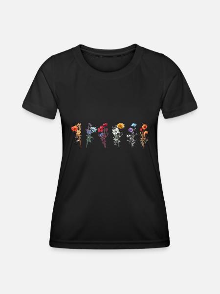Wildblumen Blumen Frühling Sommer Herbst Garten - Frauen Funktions-T-Shirt - Schwarz