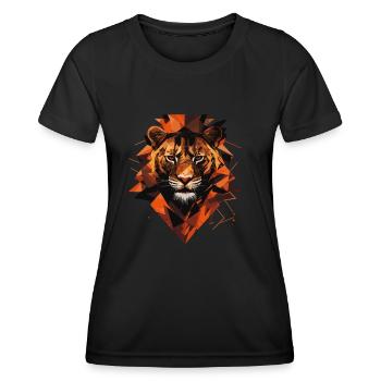 Löwe Stärke Kunst Tier Abstrakt - Frauen Funktions-T-Shirt - Schwarz - Vorne - AI Model Female 172 light (172cm)