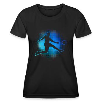 Fussballspielen Fussballspieler Herren Fussballer - Frauen Funktions-T-Shirt - Schwarz - Vorne - AI Model Female 172 light (172cm)