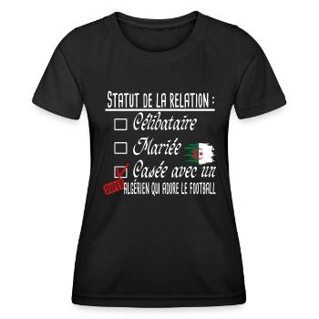 Algérien Football Couple Femme Cadeau Humour Girly - T-shirt sport Femme - noir - Devant - AI Model Female 172 light (172cm)