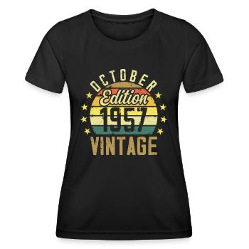 Die Legenden wurden im Oktober 1957 - 1957 geboren - Frauen Funktions-T-Shirt - Schwarz - Vorne - AI Model Female 172 light (172cm)
