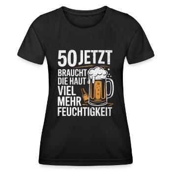 50 Jetzt braucht die Haut viel mehr Feuchtigkeit - Frauen Funktions-T-Shirt - Schwarz - Vorne - AI Model Female 172 light (172cm)