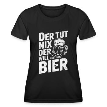 Il ne fait rien, il veut juste de la bière - T-shirt sport Femme - noir - Devant - AI Model Female 172 light (172cm)